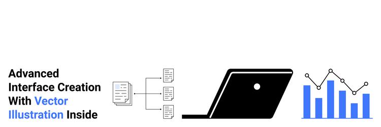 digital interface design process with data flow vector image