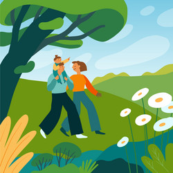 in flat cartoon simple style with characters vector image