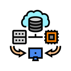 edge computing node data center color icon vector image