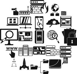 internet protocol icons set simple style vector image