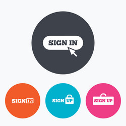 sign in icons login with arrow hand pointer vector image