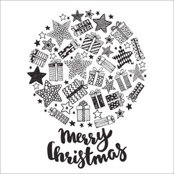 christmas greeting card with hand drawn holiday vector