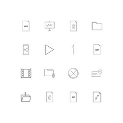Files and folders sign linear thin icons set vector