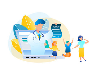 Flat online consultation doctor and patient vector