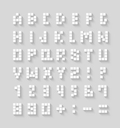 flat pixel font with shadow effect vector