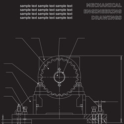 Mechanical engineering drawings on a black vector