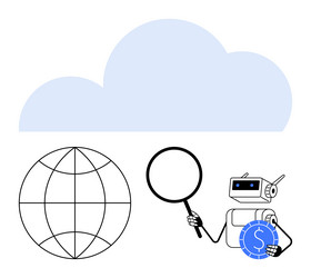 cloud computing with ai global search vector image