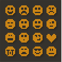 flat pixel smile icons set with shadow effect vector image