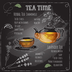 Relaxing Herbal Tea with Flowers vector