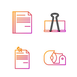 Set line scotch note paper with pinned pushbutton vector