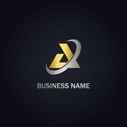 Shield line gold company logo Royalty Free Vector Image