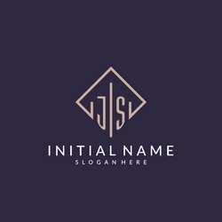 js initial monogram logo with rectangle style vector image