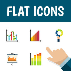 flat icon graph set of pie bar chart statistic vector image