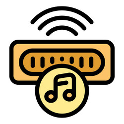 music player sending wireless sound waves icon vector image