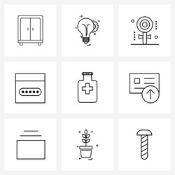 set 9 simple line icons for web and print vector image