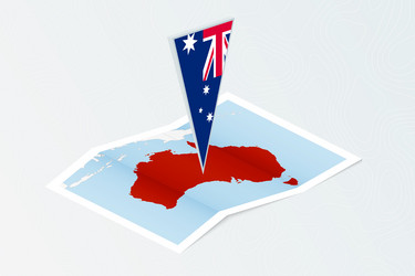 isometric paper map of australia with triangular vector image