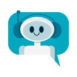 Smiling cute robot chat bot in speech bubble vector