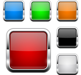 Glass buttons shiny square colored 3d web icons vector