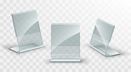 acrylic table displays set glass or plastic card vector