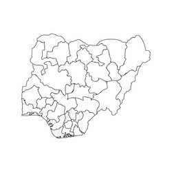 Doodle map of nigeria with states vector