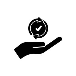 hand icon and check mark with circle solid vector image