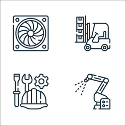 Industrial process line icons linear set quality vector