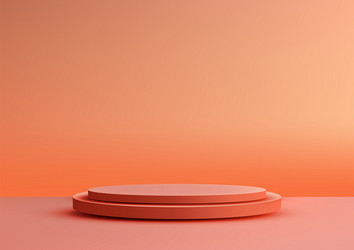 minimal 3d red podium on bright pink platform vector image