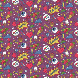 doodle random objects colored pattern vector image