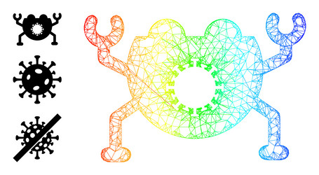 spectrum gradient net mesh virus nanobot icon vector image