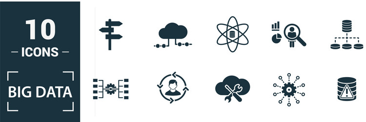 big data icon set include creative elements cloud vector image