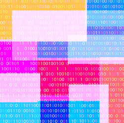 binary code and geometric shapes vector image