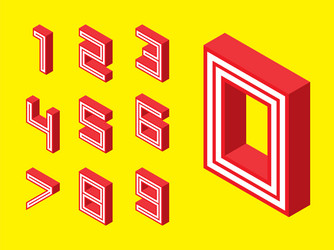 numbers red block style on yellow background vector image
