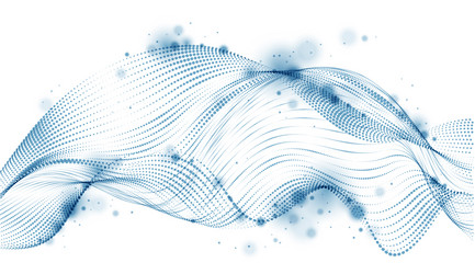 3d particles mesh array sound wave flowing round vector image