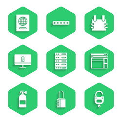 set server data web hosting safe combination vector image