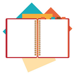 Flat design of open notepad paper sheets vector