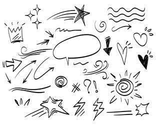 hand drawn set of abstract doodle elements use vector image