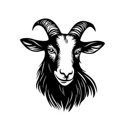 detailed goat head prominent horns Vector Image