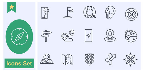 navigation location icon set symbol collection vector image