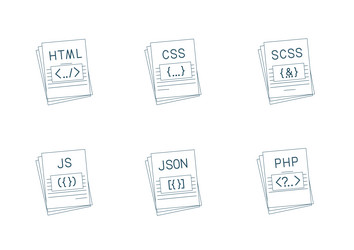 programming file extension icons set vector