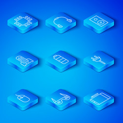 set line computer mouse battery charge level vector image