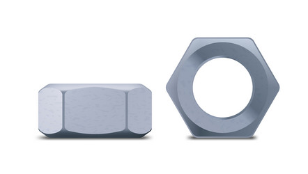 3d hexagonal nut top and side view vector image