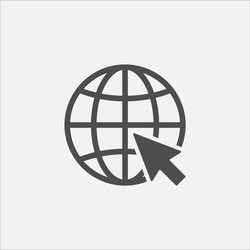 internet globe connection with click icon symbol vector