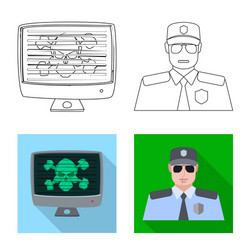 isolated object of virus and secure icon set vector image