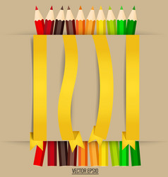 Paper note with color pencils background vector