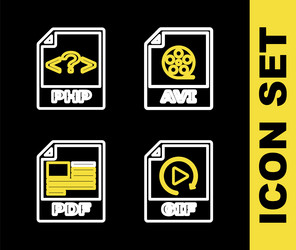 set line avi file document gif pdf and php icon vector image