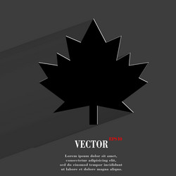 Maple leaf flat modern web button with long shadow vector