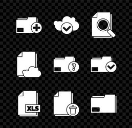 set add new folder cloud with check mark vector image