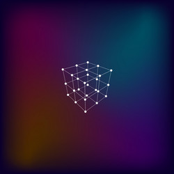 Wire frame polygonal element cube with lines vector