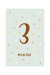 3 months baby card milestone vector