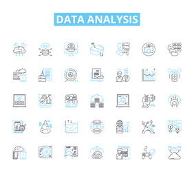 data analysis linear icons set analytics big vector image